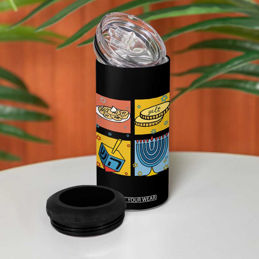 Hanukkah 4 in 1 Can Cooler Tumbler Festival Of Lights Dreidel Menorah Candle Star Gift TS12 Print Your Wear