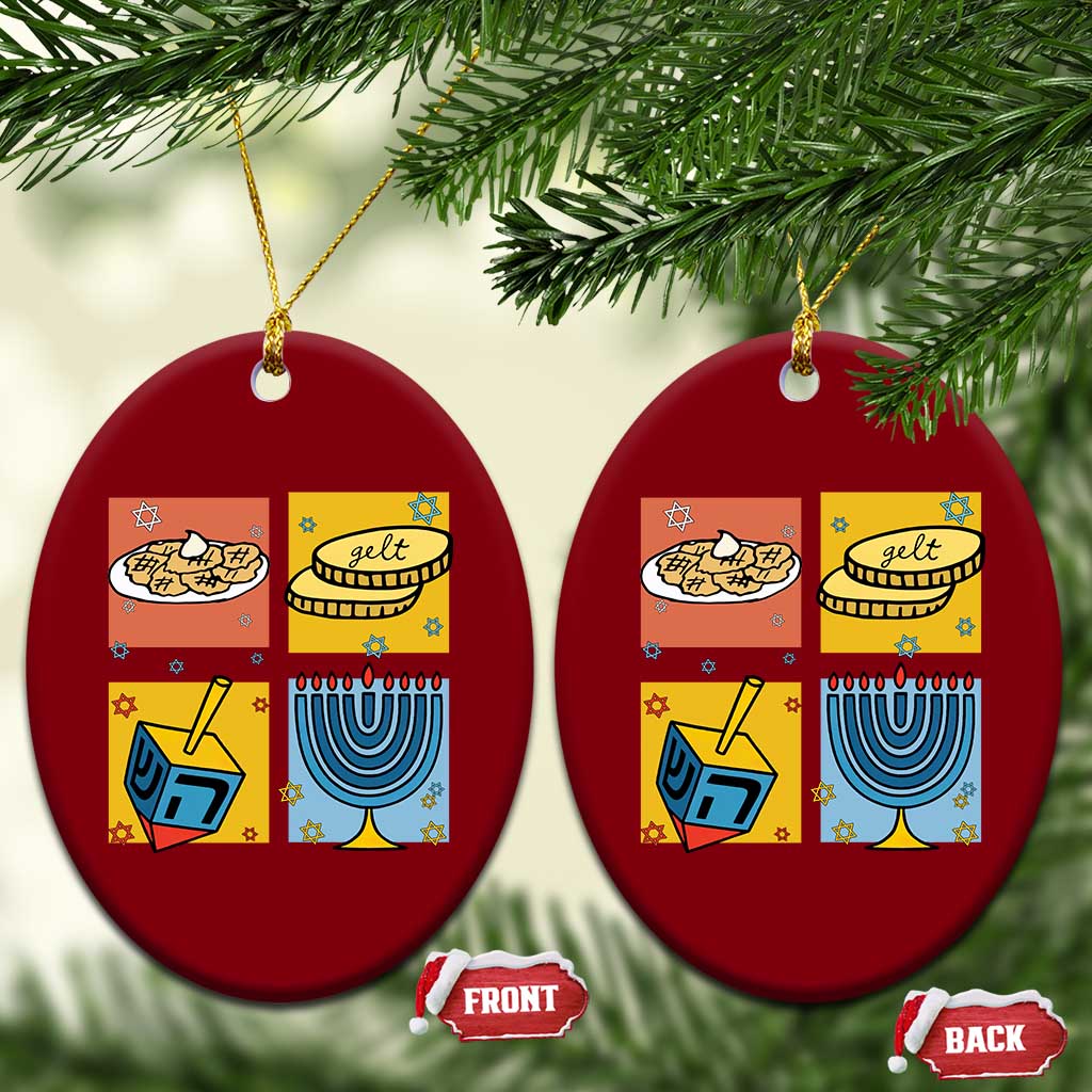 Hanukkah Ceramic Ornament Festival Of Lights Dreidel Menorah Candle Star Gift TS12 Print Your Wear