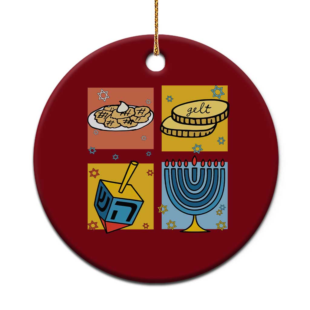 Hanukkah Ceramic Ornament Festival Of Lights Dreidel Menorah Candle Star Gift TS12 1pc Red Print Your Wear