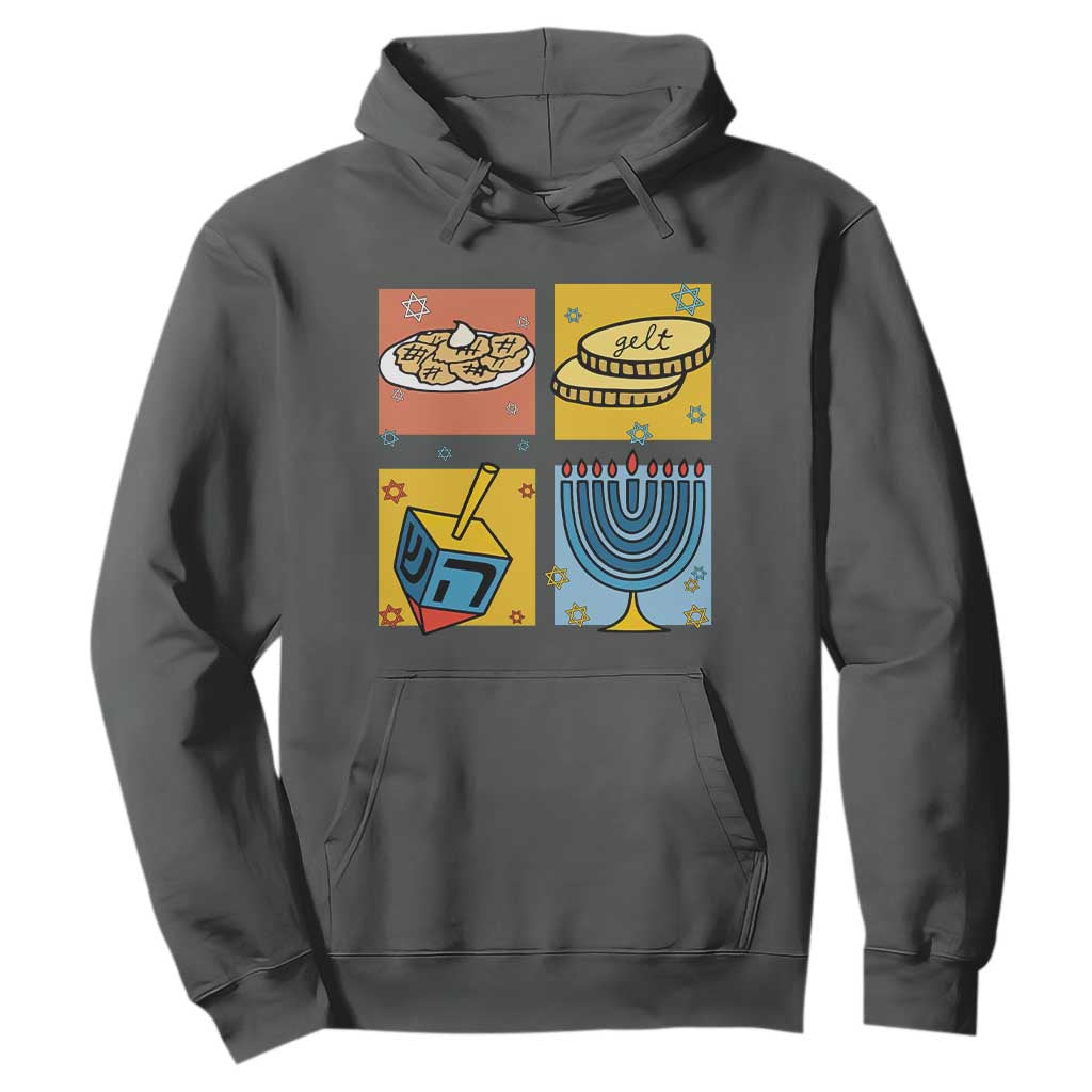 Hanukkah Hoodie Festival Of Lights Dreidel Menorah Candle Star Gift TS12 Dark Heather Print Your Wear