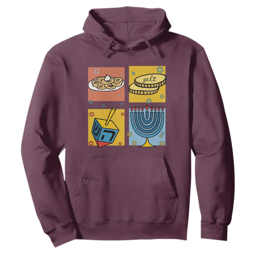 Hanukkah Hoodie Festival Of Lights Dreidel Menorah Candle Star Gift TS12 Maroon Print Your Wear