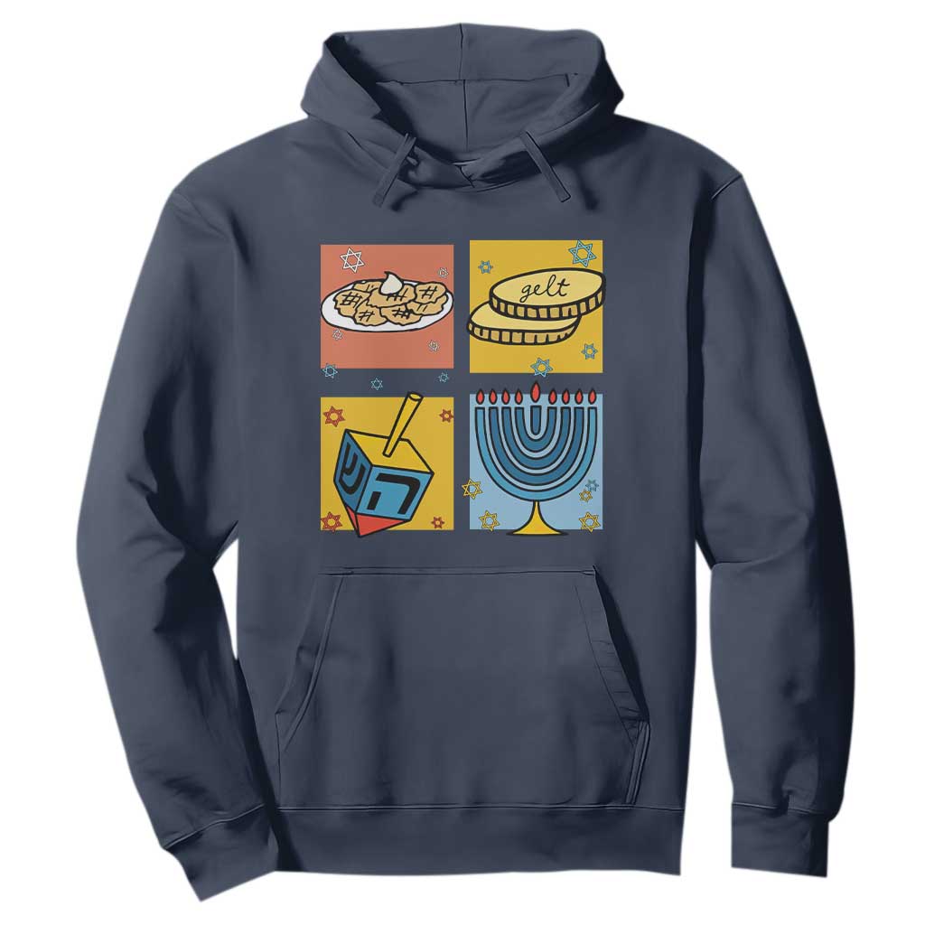 Hanukkah Hoodie Festival Of Lights Dreidel Menorah Candle Star Gift TS12 Navy Print Your Wear