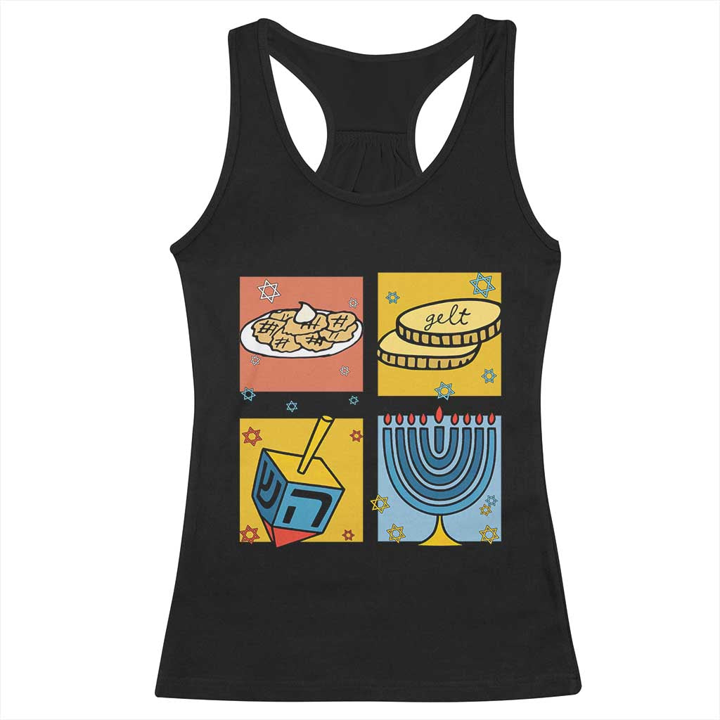 Hanukkah Racerback Tank Top Festival Of Lights Dreidel Menorah Candle Star Gift TS12 Black Print Your Wear