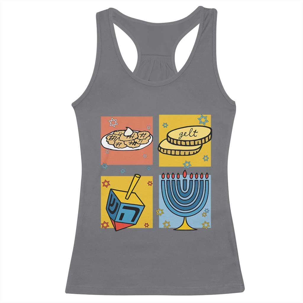 Hanukkah Racerback Tank Top Festival Of Lights Dreidel Menorah Candle Star Gift TS12 Charcoal Print Your Wear