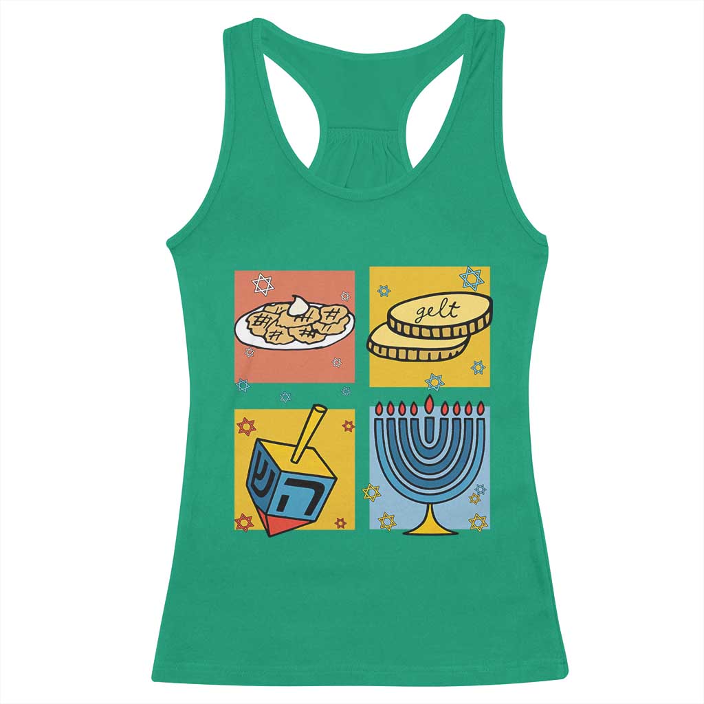 Hanukkah Racerback Tank Top Festival Of Lights Dreidel Menorah Candle Star Gift TS12 Irish Green Print Your Wear