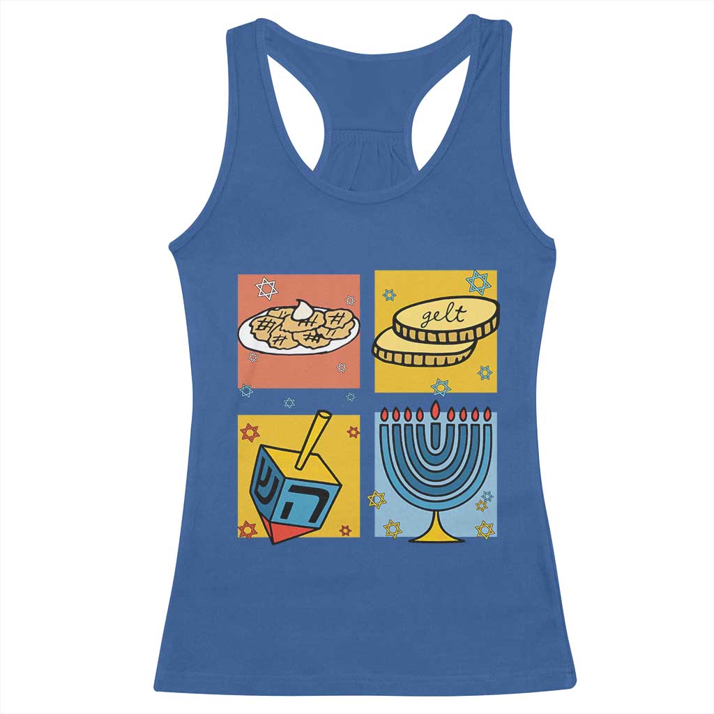 Hanukkah Racerback Tank Top Festival Of Lights Dreidel Menorah Candle Star Gift TS12 Royal Blue Print Your Wear