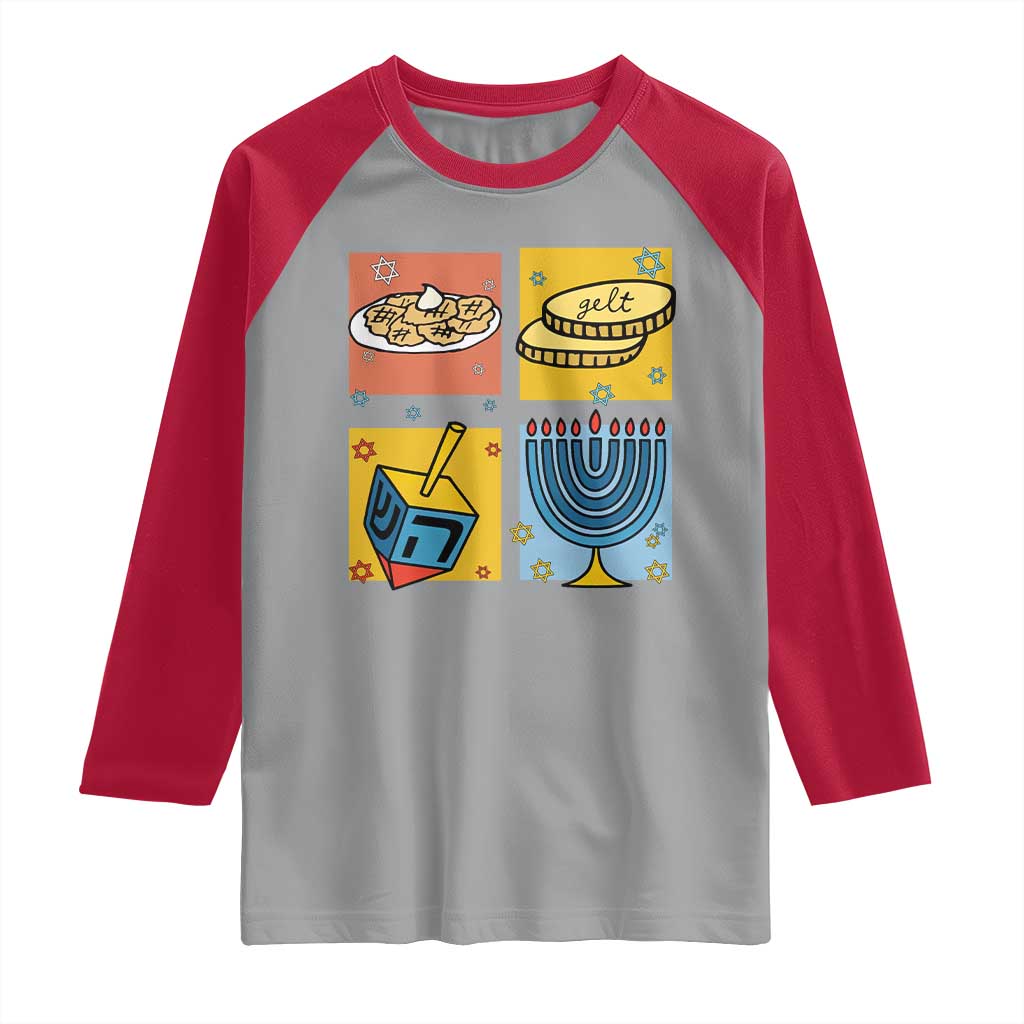 Hanukkah Raglan Shirt Festival Of Lights Dreidel Menorah Candle Star Gift TS12 Sport Gray Red Print Your Wear