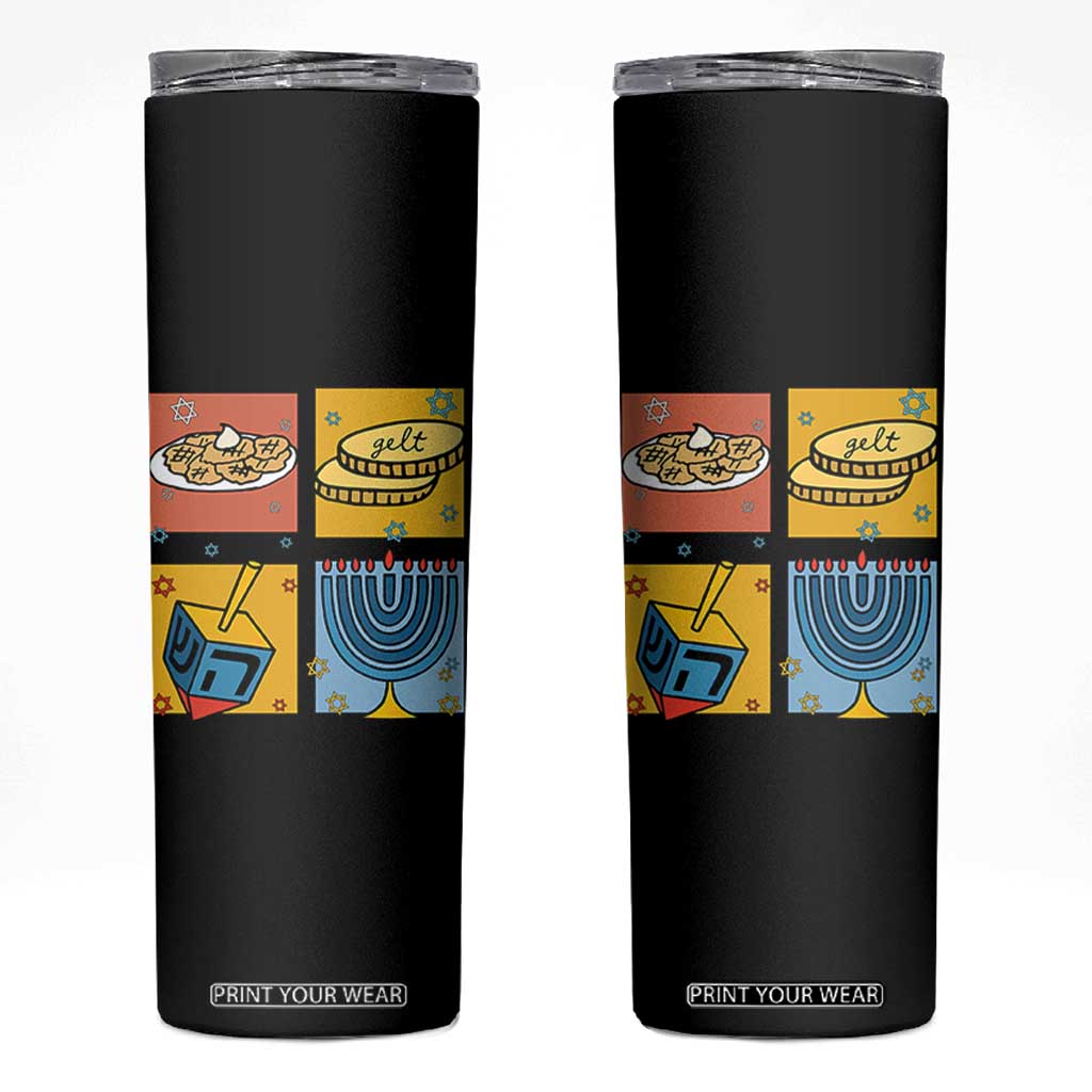 Hanukkah Skinny Tumbler Festival Of Lights Dreidel Menorah Candle Star Gift TS12 Black Print Your Wear