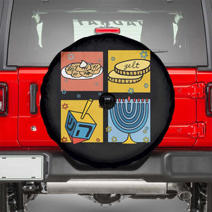 Hanukkah Spare Tire Cover Festival Of Lights Dreidel Menorah Candle Star Gift TS12 Black Print Your Wear