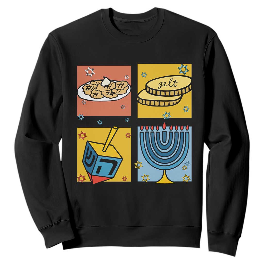 Hanukkah Sweatshirt Festival Of Lights Dreidel Menorah Candle Star Gift TS12 Black Print Your Wear