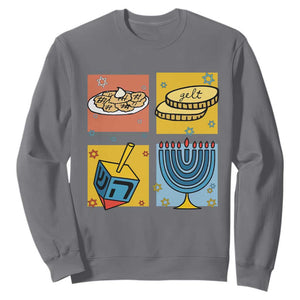 Hanukkah Sweatshirt Festival Of Lights Dreidel Menorah Candle Star Gift TS12 Charcoal Print Your Wear