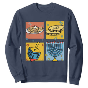 Hanukkah Sweatshirt Festival Of Lights Dreidel Menorah Candle Star Gift TS12 Navy Print Your Wear