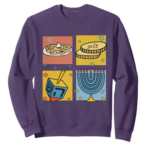 Hanukkah Sweatshirt Festival Of Lights Dreidel Menorah Candle Star Gift TS12 Purple Print Your Wear