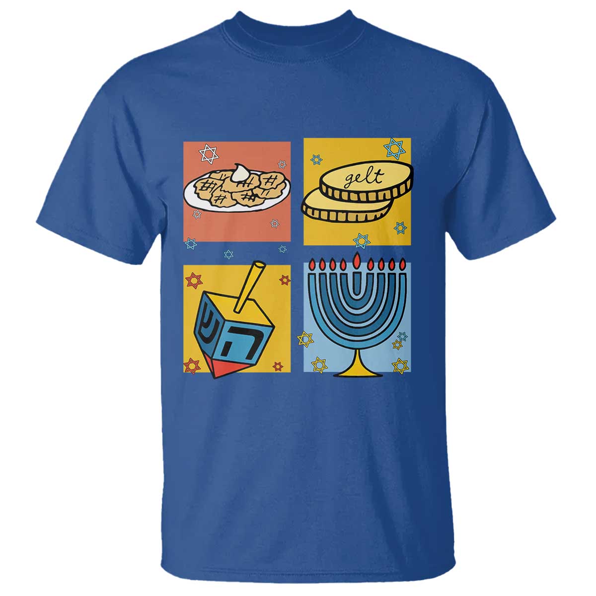 Hanukkah T Shirt Festival Of Lights Dreidel Menorah Candle Star Gift TS12 Royal Blue Print Your Wear