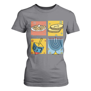 Hanukkah T Shirt For Women Festival Of Lights Dreidel Menorah Candle Star Gift TS12 Charcoal Print Your Wear
