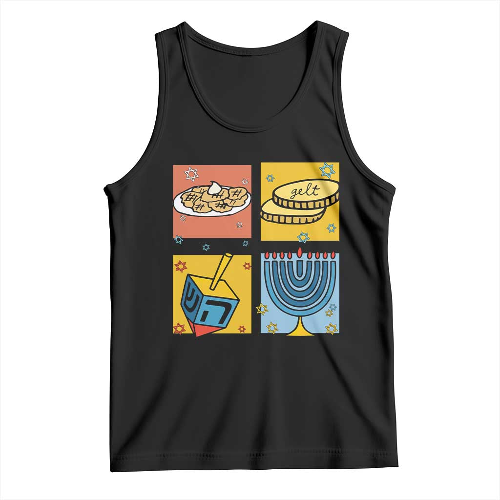 Hanukkah Tank Top Festival Of Lights Dreidel Menorah Candle Star Gift TS12 Black Print Your Wear