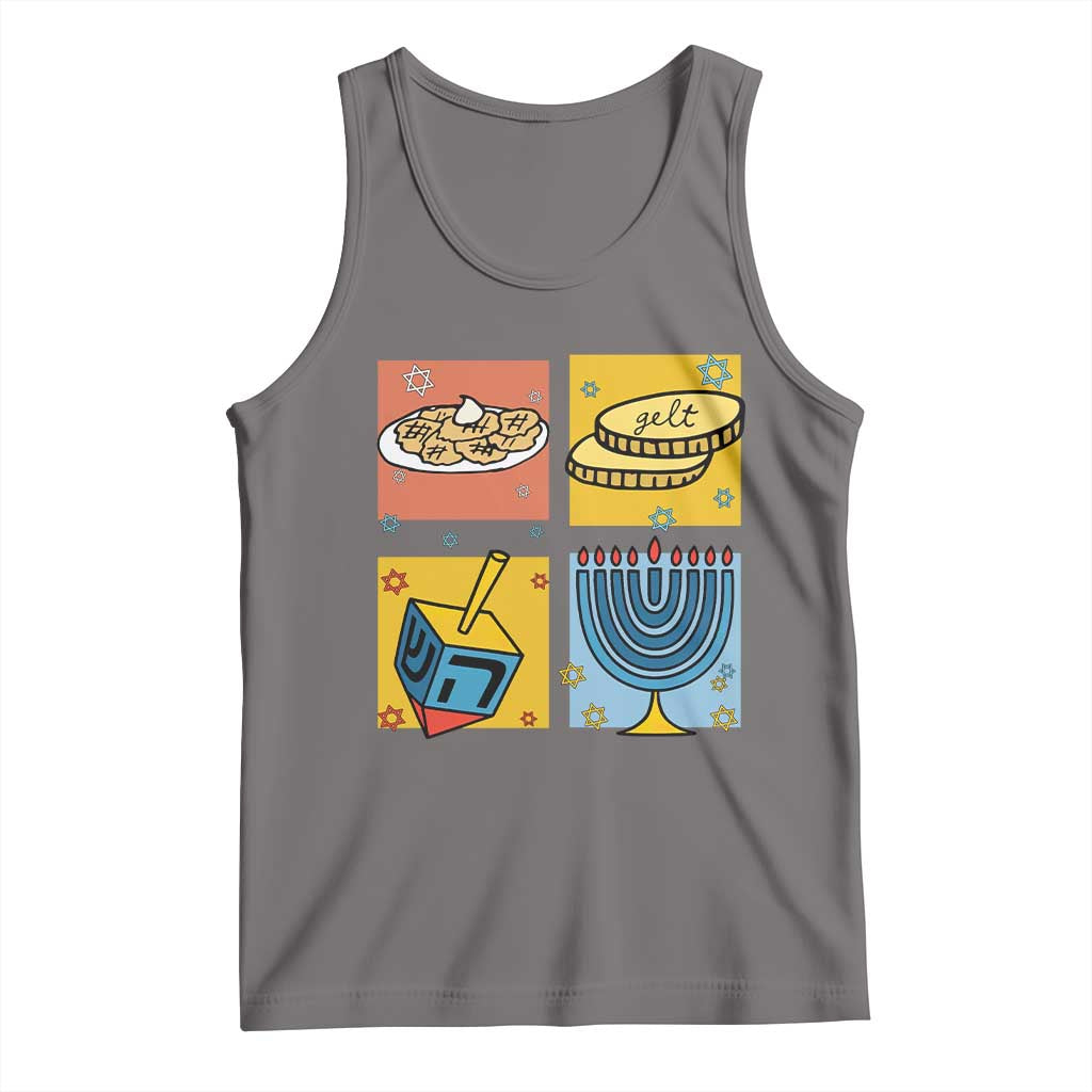 Hanukkah Tank Top Festival Of Lights Dreidel Menorah Candle Star Gift TS12 Deep Heather Print Your Wear