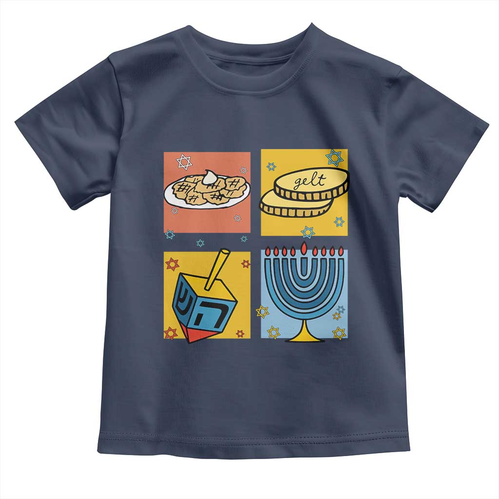 Hanukkah Toddler T Shirt Festival Of Lights Dreidel Menorah Candle Star Gift TS12 Navy Print Your Wear