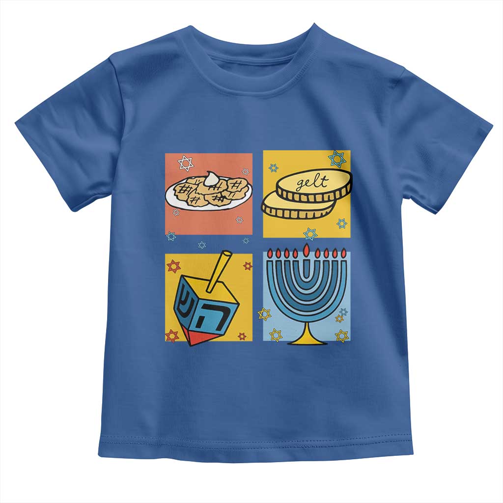 Hanukkah Toddler T Shirt Festival Of Lights Dreidel Menorah Candle Star Gift TS12 Royal Blue Print Your Wear