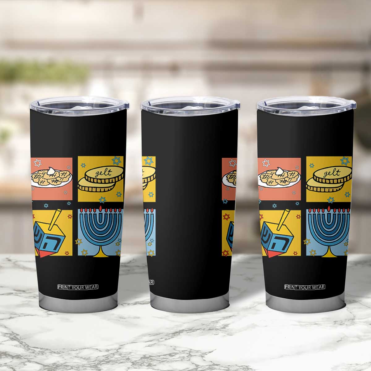 Hanukkah Tumbler Cup Festival Of Lights Dreidel Menorah Candle Star Gift TS12 Print Your Wear