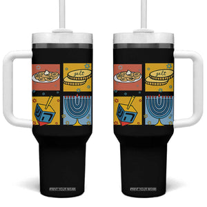 Hanukkah Tumbler With Handle Festival Of Lights Dreidel Menorah Candle Star Gift TS12 One Size: 40 oz Black Print Your Wear