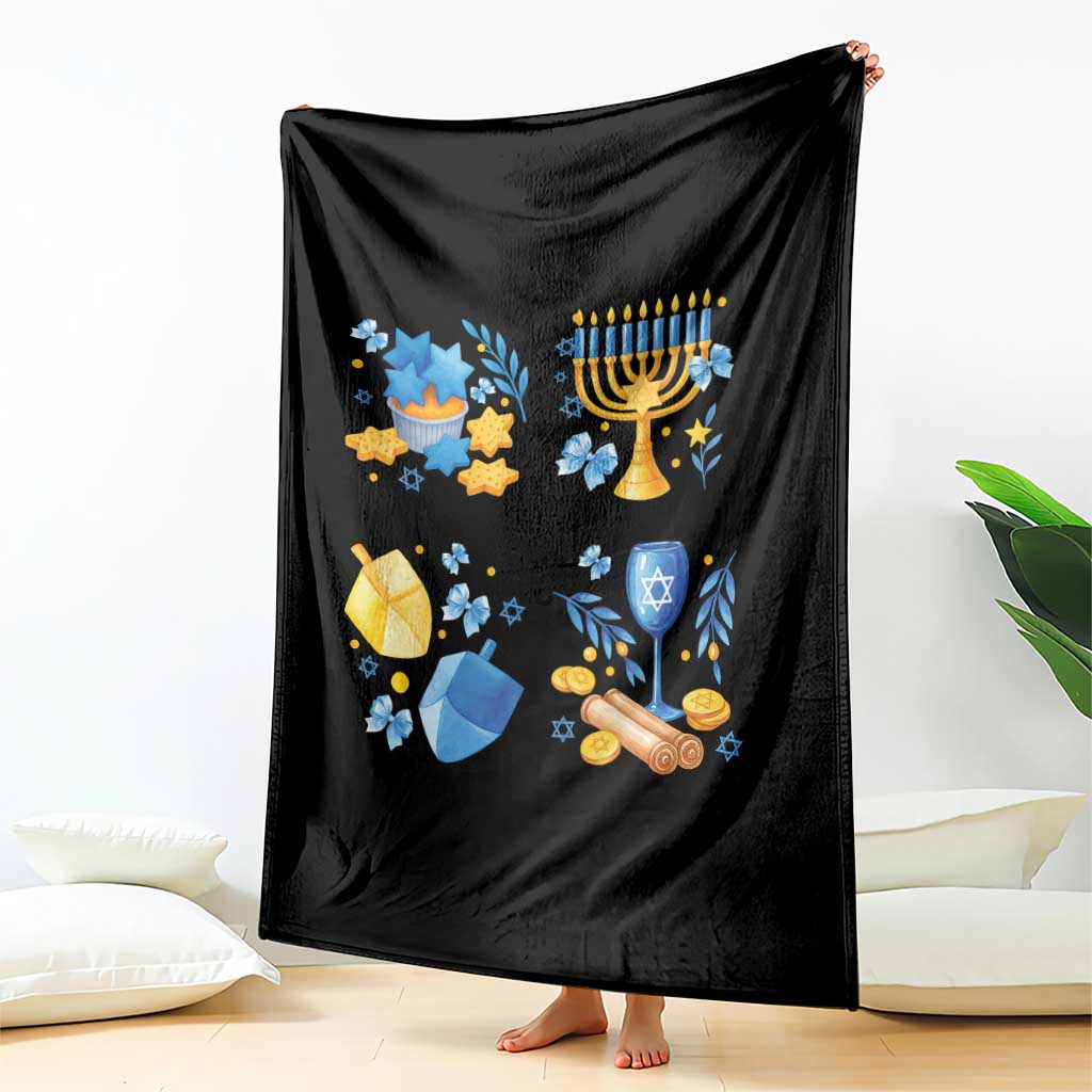 Hanukkah Celebration Throw Blanket Menorah Star Of David Candle Dreidel Gift TS12 Print Your Wear