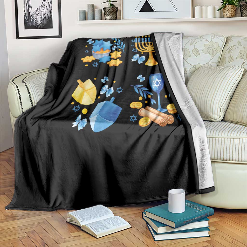 Hanukkah Celebration Throw Blanket Menorah Star Of David Candle Dreidel Gift TS12 Print Your Wear