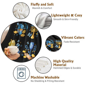 Hanukkah Celebration Throw Blanket Menorah Star Of David Candle Dreidel Gift TS12 Print Your Wear