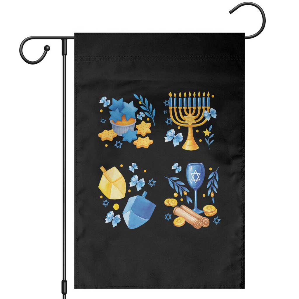 Hanukkah Celebration Garden Flag Menorah Star Of David Candle Dreidel Gift TS12 Black Print Your Wear
