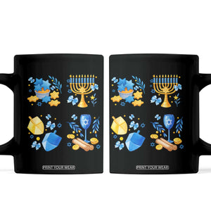 Hanukkah Celebration Coffee Mug Menorah Star Of David Candle Dreidel Gift TS12 Black Print Your Wear