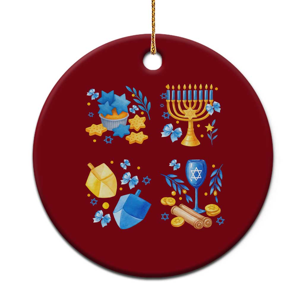 Hanukkah Celebration Ceramic Ornament Menorah Star Of David Candle Dreidel Gift TS12 1pc Red Print Your Wear