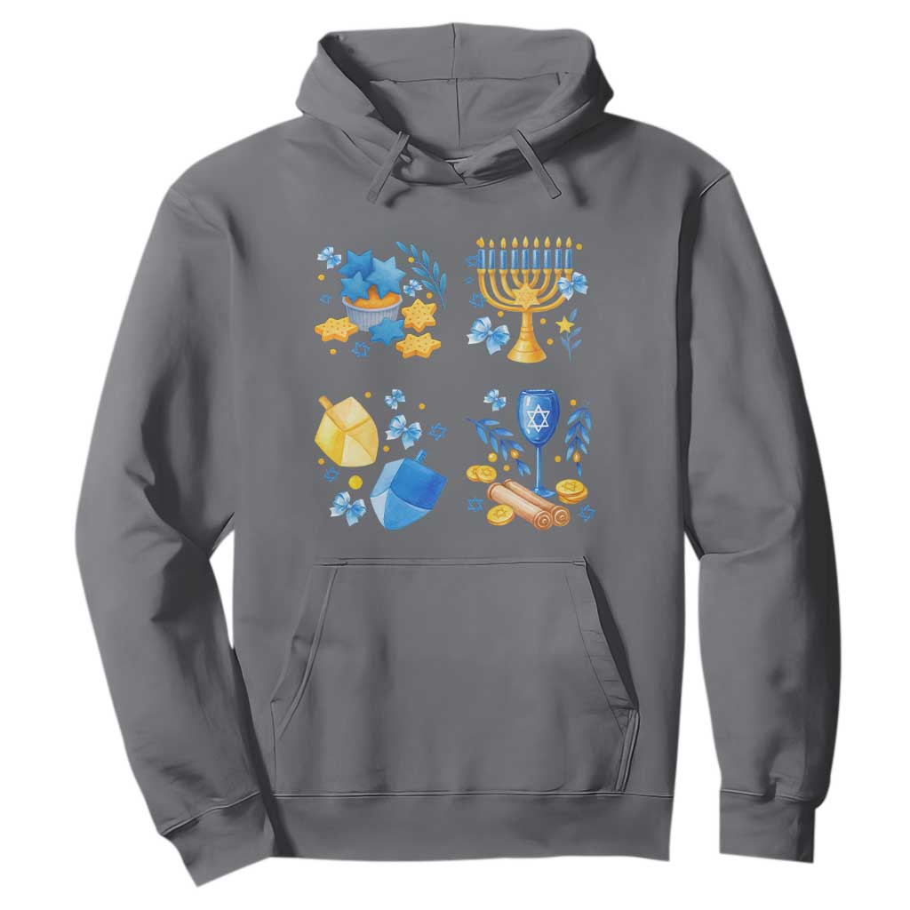 Hanukkah Celebration Hoodie Menorah Star Of David Candle Dreidel Gift TS12 Charcoal Print Your Wear