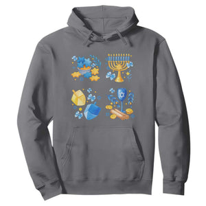 Hanukkah Celebration Hoodie Menorah Star Of David Candle Dreidel Gift TS12 Charcoal Print Your Wear