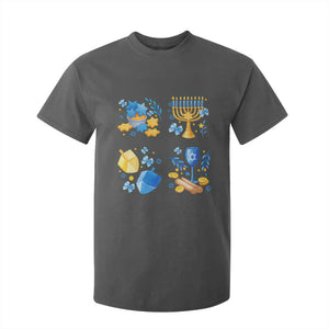 Hanukkah Celebration T Shirt For Kid Menorah Star Of David Candle Dreidel Gift TS12 Dark Heather Print Your Wear