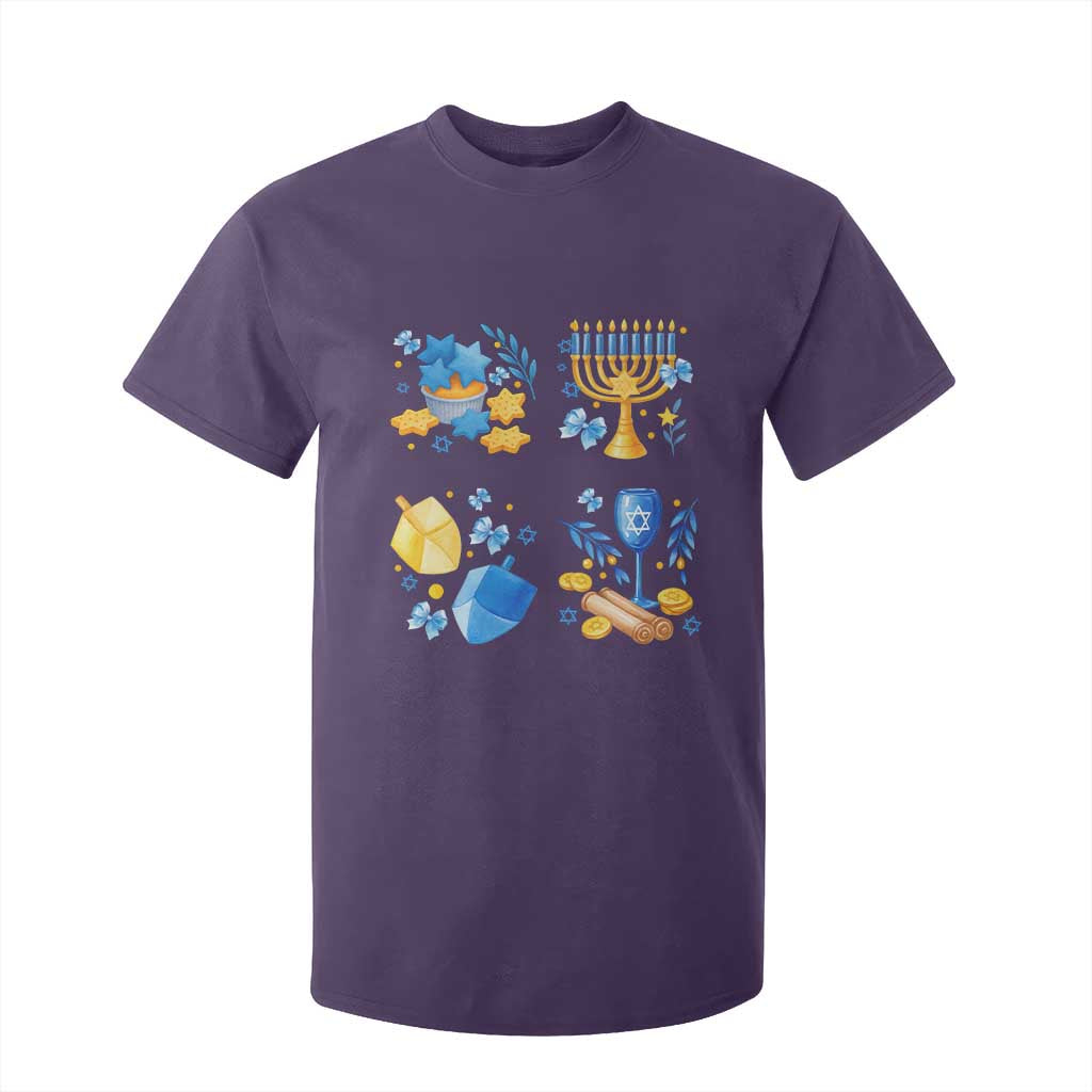 Hanukkah Celebration T Shirt For Kid Menorah Star Of David Candle Dreidel Gift TS12 Purple Print Your Wear