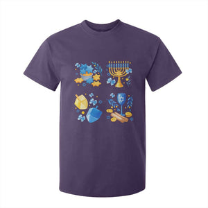 Hanukkah Celebration T Shirt For Kid Menorah Star Of David Candle Dreidel Gift TS12 Purple Print Your Wear