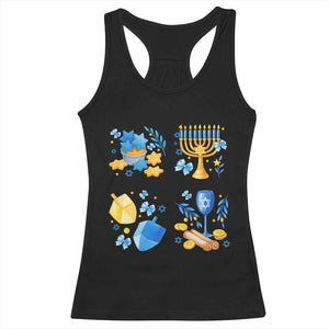 Hanukkah Celebration Racerback Tank Top Menorah Star Of David Candle Dreidel Gift TS12 Black Print Your Wear