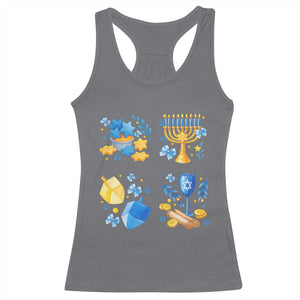Hanukkah Celebration Racerback Tank Top Menorah Star Of David Candle Dreidel Gift TS12 Charcoal Print Your Wear
