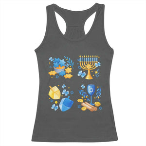 Hanukkah Celebration Racerback Tank Top Menorah Star Of David Candle Dreidel Gift TS12 Dark Heather Print Your Wear
