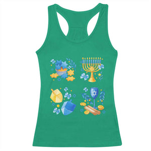 Hanukkah Celebration Racerback Tank Top Menorah Star Of David Candle Dreidel Gift TS12 Irish Green Print Your Wear