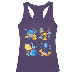 Hanukkah Celebration Racerback Tank Top Menorah Star Of David Candle Dreidel Gift TS12 Purple Print Your Wear