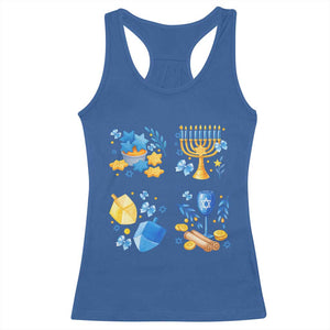 Hanukkah Celebration Racerback Tank Top Menorah Star Of David Candle Dreidel Gift TS12 Royal Blue Print Your Wear