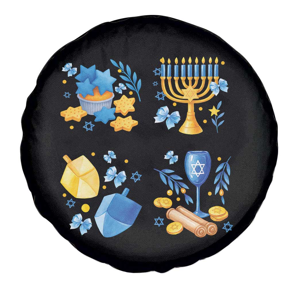 Hanukkah Celebration Spare Tire Cover Menorah Star Of David Candle Dreidel Gift TS12 Print Your Wear