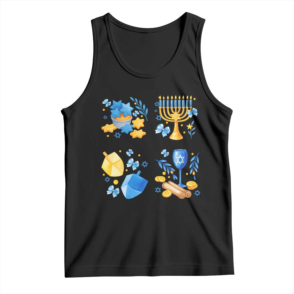 Hanukkah Celebration Tank Top Menorah Star Of David Candle Dreidel Gift TS12 Black Print Your Wear