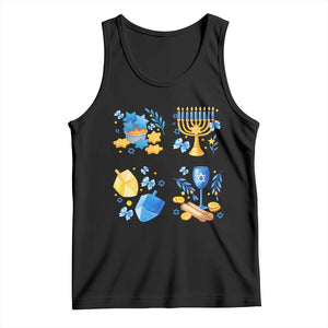 Hanukkah Celebration Tank Top Menorah Star Of David Candle Dreidel Gift TS12 Black Print Your Wear