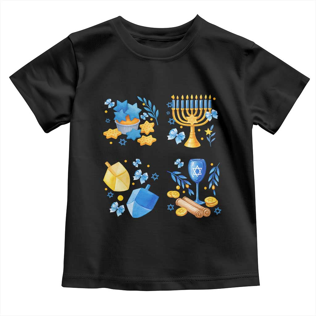 Hanukkah Celebration Toddler T Shirt Menorah Star Of David Candle Dreidel Gift TS12 Black Print Your Wear