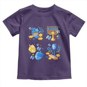 Hanukkah Celebration Toddler T Shirt Menorah Star Of David Candle Dreidel Gift TS12 Purple Print Your Wear