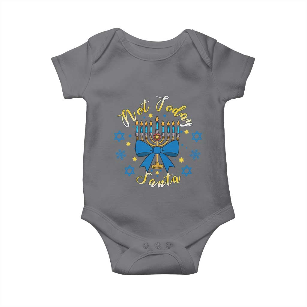 Coquette Hanukkah Menorah Bow Baby Onesie Not Today Santa Jewish Holiday Gift TS12 Charcoal Print Your Wear