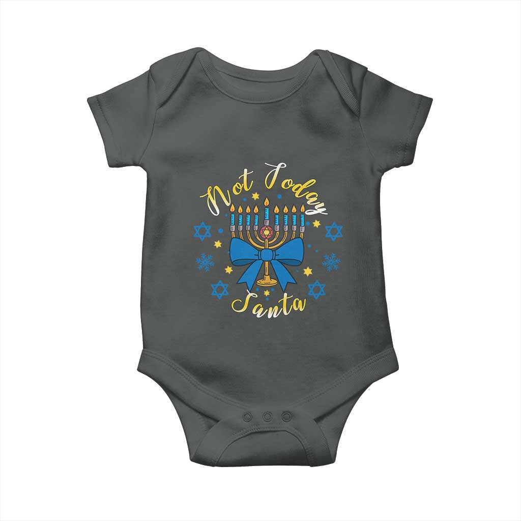 Coquette Hanukkah Menorah Bow Baby Onesie Not Today Santa Jewish Holiday Gift TS12 Dark Heather Print Your Wear