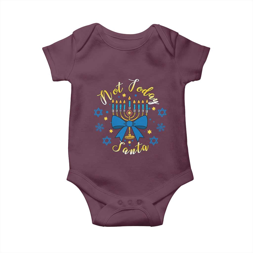 Coquette Hanukkah Menorah Bow Baby Onesie Not Today Santa Jewish Holiday Gift TS12 Maroon Print Your Wear